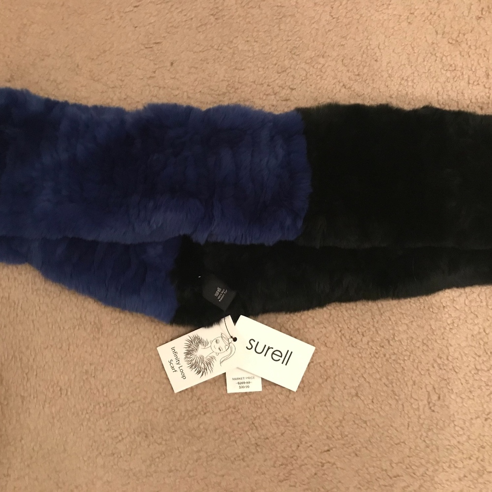 SURELL TWO TONE SCARF RABBIT FUR.
